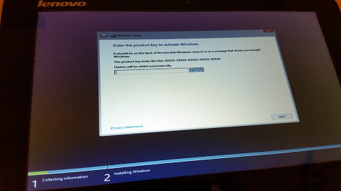 Problems Reinstalling Windows 8 on a Lenovo FIdealPad Flex 10